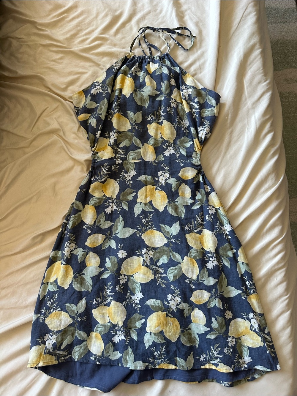 Abercrombie & Fitch Navy Floral Lemon Halter Mini Dress
